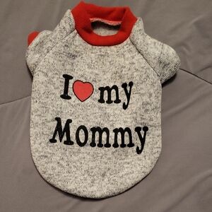 Gray and Red Dog Sweater - I Love My Mommy